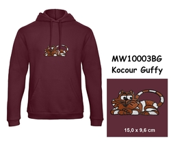 Premium unisex hooded sweatshirt with kangaroo pocket and embroidery with motif cat Guffy