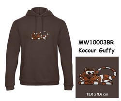 Premium unisex hooded sweatshirt with kangaroo pocket and embroidery with motif cat Guffy