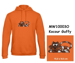 Premium unisex hooded sweatshirt with kangaroo pocket and embroidery with motif cat Guffy