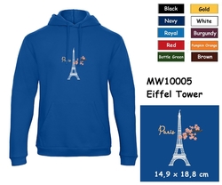 Eiffelova věž - Prémiová unisex mikina s kapucí a klokaní kapsou a s výšivkou