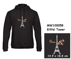 Premium unisex hooded sweatshirt with kangaroo pocket and embroidery with motif Eiffel Tower