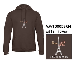 Prémiová unisex mikina s kapucí a klokaní kapsou a s výšivkou Eiffel Tower