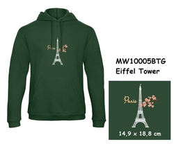 Premium unisex hooded sweatshirt with kangaroo pocket and embroidery with motif Eiffel Tower