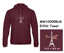 Premium unisex hooded sweatshirt with kangaroo pocket and embroidery with motif Eiffel Tower