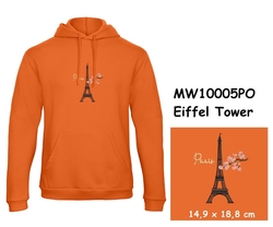 Premium unisex hooded sweatshirt with kangaroo pocket and embroidery with motif Eiffel Tower