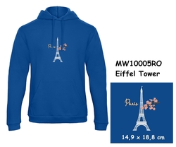 Premium unisex hooded sweatshirt with kangaroo pocket and embroidery with motif Eiffel Tower