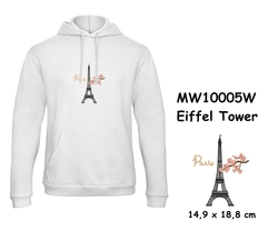 Premium unisex hooded sweatshirt with kangaroo pocket and embroidery with motif Eiffel Tower