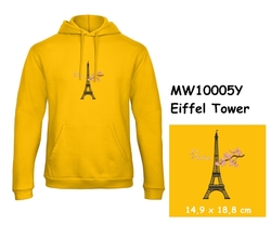 Premium unisex hooded sweatshirt with kangaroo pocket and embroidery with motif Eiffel Tower