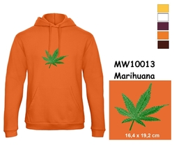 Premium unisex hooded sweatshirt with kangaroo pocket and embroidery with motif Marihuana