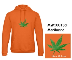 Premium unisex hooded sweatshirt with kangaroo pocket and embroidery with motif Marihuana