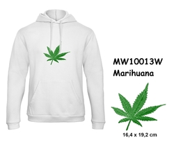 Prémiová unisex mikina s kapucí a klokaní kapsou a s výšivkou Marihuana