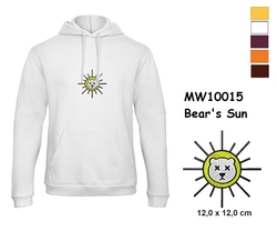 Premium unisex hooded sweatshirt with kangaroo pocket and embroidery with motif Bear's Sun