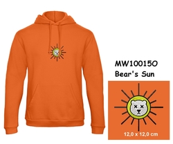 Premium unisex hooded sweatshirt with kangaroo pocket and embroidery with motif Bear's Sun