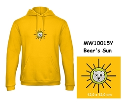 Premium unisex hooded sweatshirt with kangaroo pocket and embroidery with motif Bear's Sun