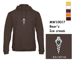 Prémiová unisex mikina s kapucí a klokaní kapsou a s výšivkou Bear's Ice cream