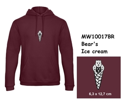 Premium unisex hooded sweatshirt with kangaroo pocket and embroidery with motif Bear's Ice cream