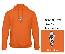 Premium unisex hooded sweatshirt with kangaroo pocket and embroidery with motif Bear's Ice cream