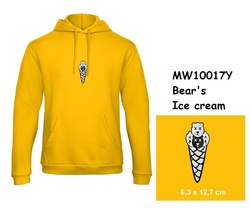 Premium unisex hooded sweatshirt with kangaroo pocket and embroidery with motif Bear's Ice cream