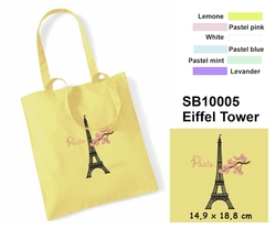 Eiffel Tower - Elegant Cotton shopping bag with Embroidery