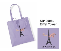 Eiffel Tower - Elegant Cotton shopping bag with Embroidery