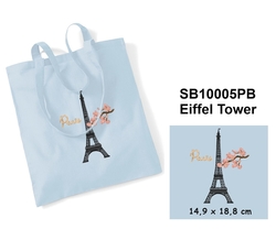 Eiffel Tower - Elegant Cotton shopping bag with Embroidery