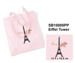 Eiffel Tower - Elegant Cotton shopping bag with Embroidery