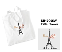 Eiffel Tower - Elegant Cotton shopping bag with Embroidery