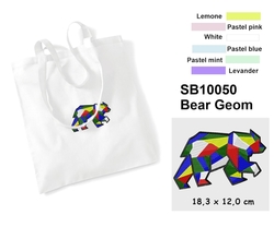 Bear Geom  - Elegant Cotton shopping bag with Embroidery