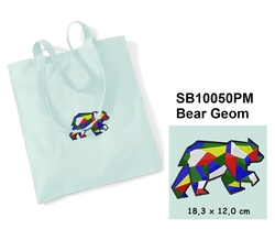 Bear Geom - elegantní bavlněná nákupní taška s výšivkou.