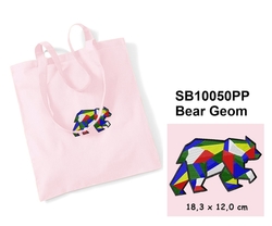 Bear Geom  - Elegant Cotton shopping bag with Embroidery