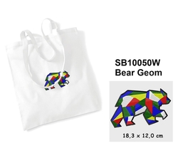 Bear Geom  - Elegant Cotton shopping bag with Embroidery