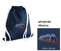  Lokomotiva  "Albatros" - Velký elegantní stahovací vak na záda s výšivkou