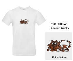 Modern T-shirt with short sleeves and embroidery with motive Cat guffy