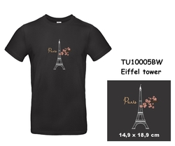 Moderní tričko s krátkým rukávem s výšivkou. Eiffel tower