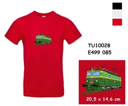 Lokomotiva Bobina E499 085 - Moderní tričko s krátkým rukávem s výšivkou