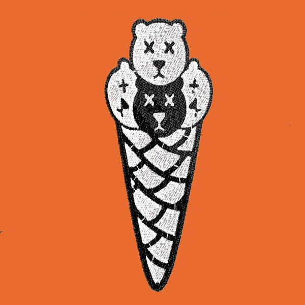 Premium unisex hooded sweatshirt with kangaroo pocket and embroidery with motif Bear's Ice cream