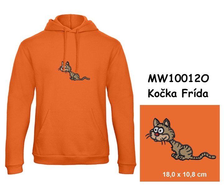Premium unisex hooded sweatshirt with kangaroo pocket and embroidery with motif Cat Frida