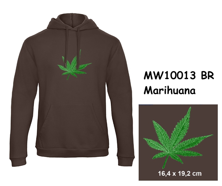 Premium unisex hooded sweatshirt with kangaroo pocket and embroidery with motif Marihuana
