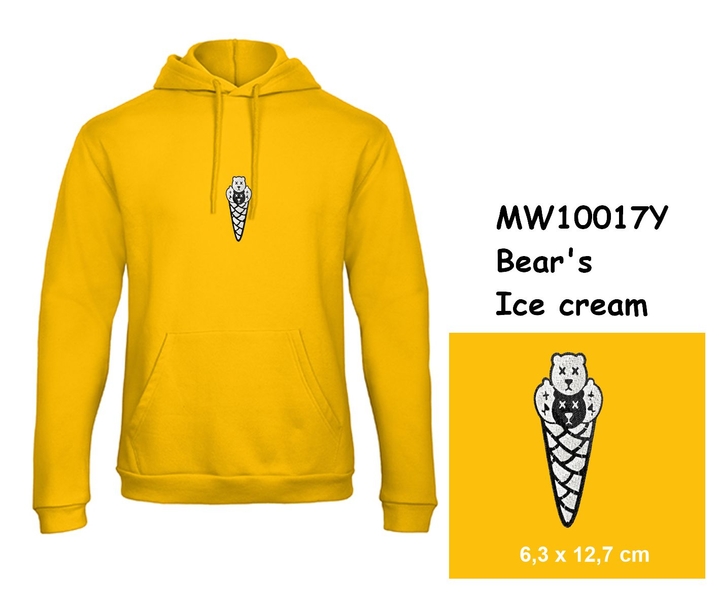 Premium unisex hooded sweatshirt with kangaroo pocket and embroidery with motif Bear's Ice cream