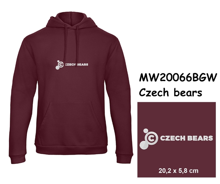 Prémiová unisex mikina s kapucí a klokaní kapsou a s výšivkou Czech Bears