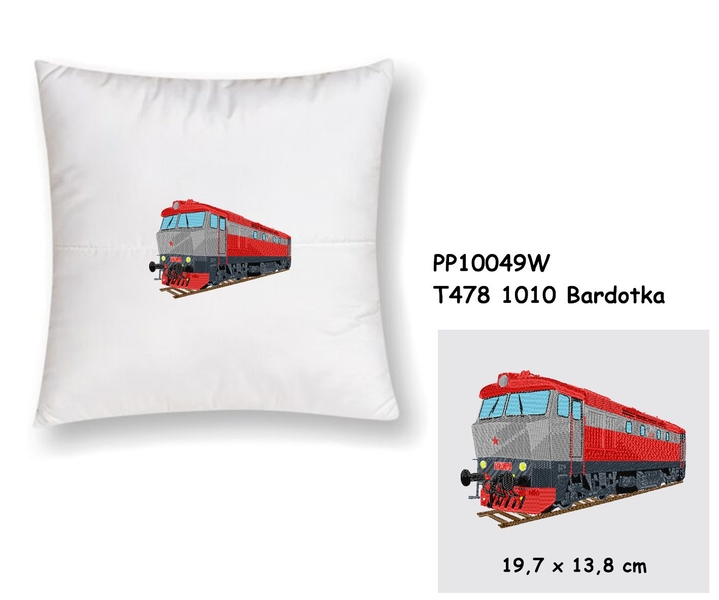 Lokomotiva Bardotka - Pillow, size 40x40 cm, White 
