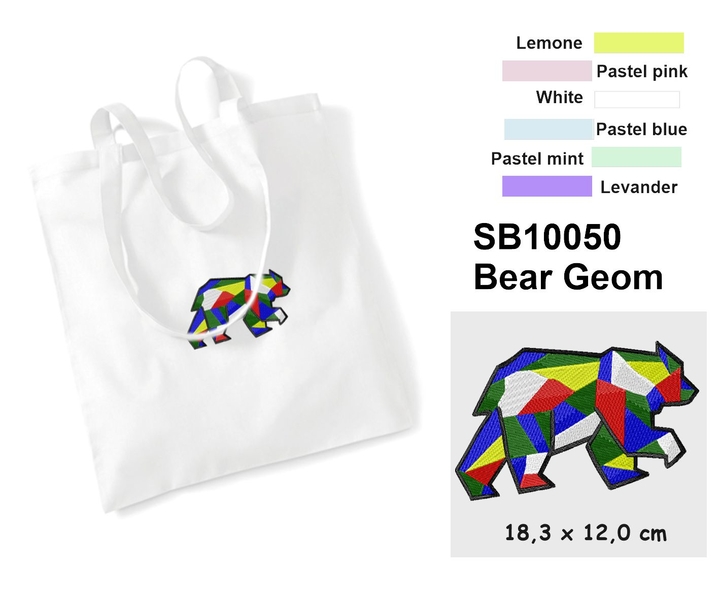 Bear Geom - elegantní bavlněná nákupní taška s výšivkou.