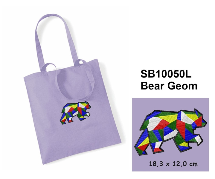 Bear Geom  - Elegant Cotton shopping bag with Embroidery