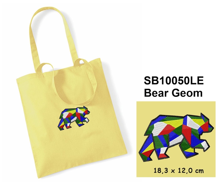Bear Geom  - Elegant Cotton shopping bag with Embroidery