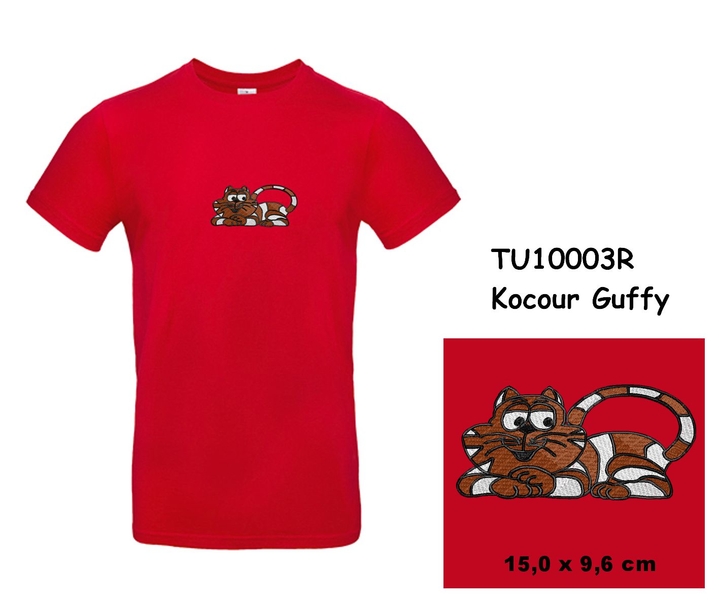 Modern T-shirt with short sleeves and embroidery with motive Cat guffy