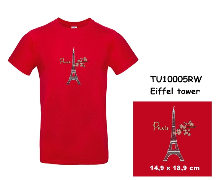 Modern T-shirt with short sleeves and embroidery with motie Eiffel tower
