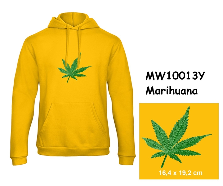 Premium unisex hooded sweatshirt with kangaroo pocket and embroidery with motif Marihuana